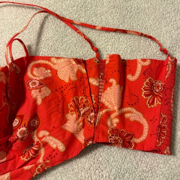 A.L.C. Arit Floral Ruched Crop Top Pink Paisley Print Crop Top - Picture 10 of 15